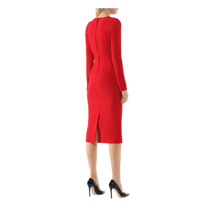 Dolce & Gabbana Red Long Sleeve Sacred Heart Midi Dress