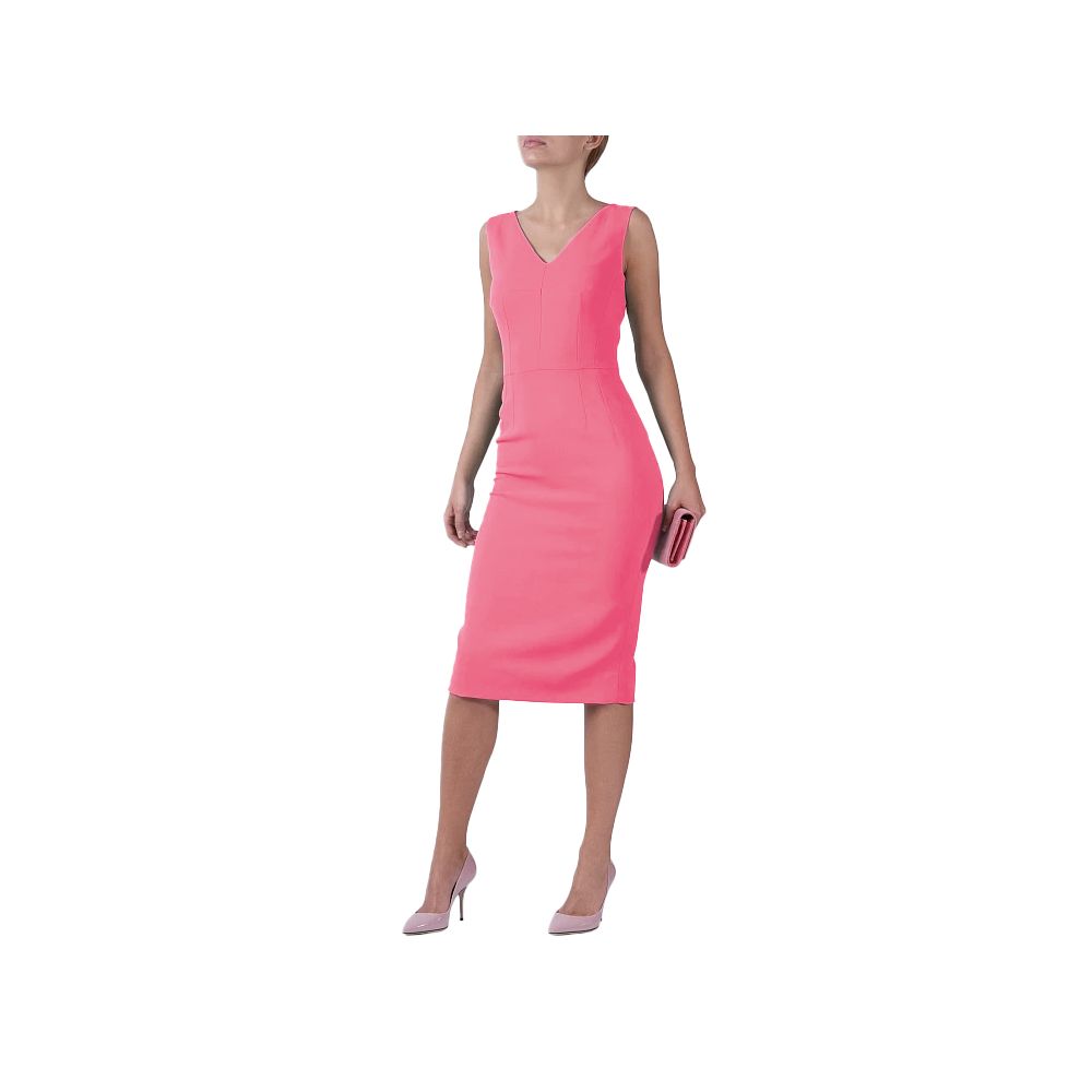 Dolce & Gabbana Pink V-Neck Sheath Dress
