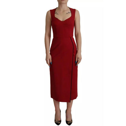 Dolce & Gabbana Red Corset Midi Dress