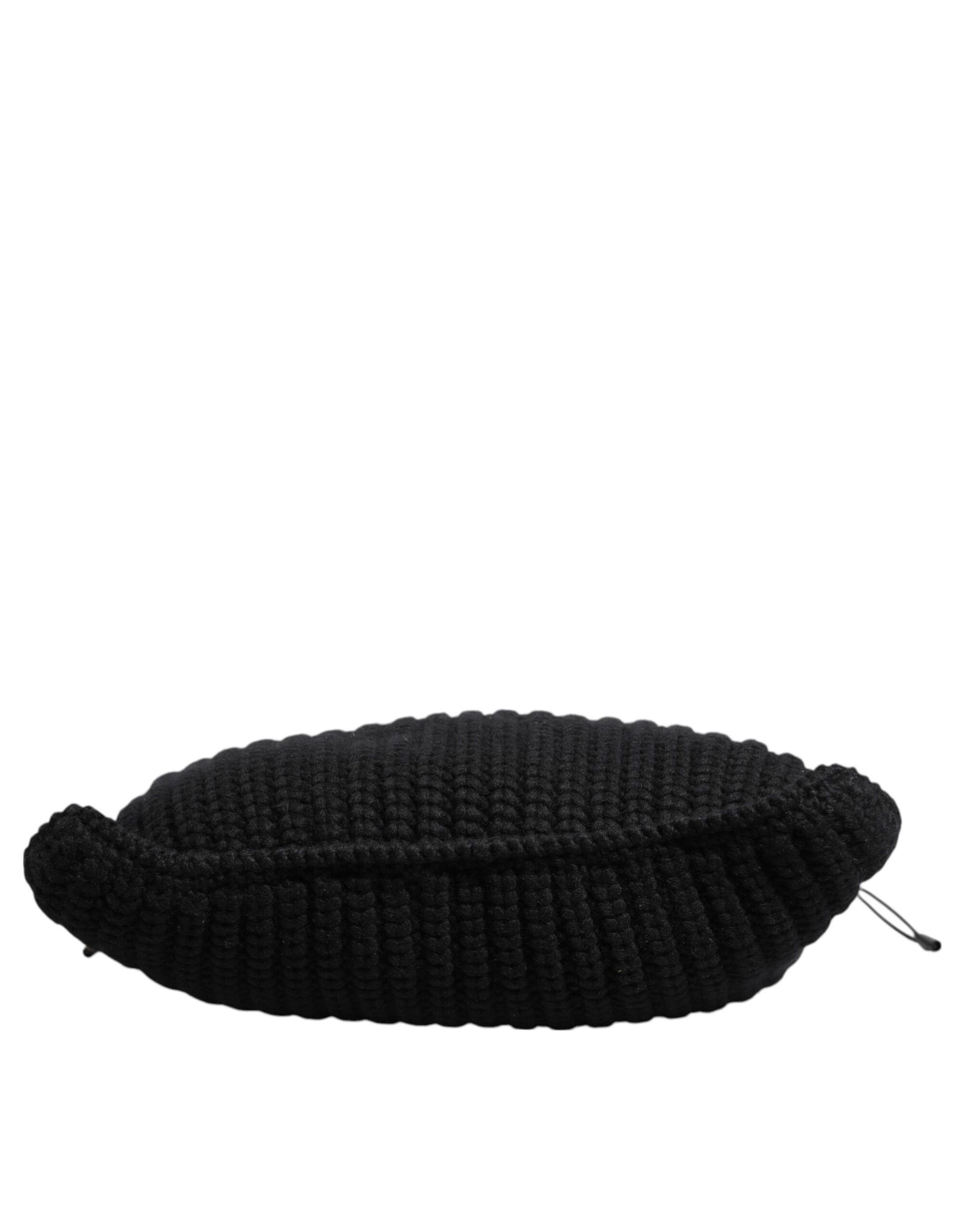 Dolce & Gabbana Black Cashmere Knitted Leather Shoulder Bag for Women