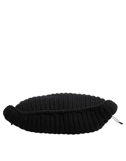 Dolce & Gabbana Black Cashmere Knitted Leather Shoulder Bag for Women