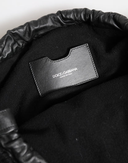 Dolce & Gabbana Black Cashmere Knitted Leather Shoulder Bag for Women