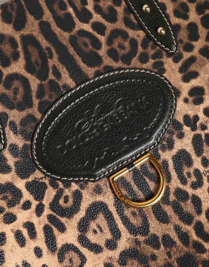 Dolce & Gabbana Brown Leopard Shopping Tote Shoulder Bag