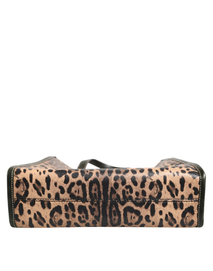 Dolce & Gabbana Brown Leopard Shopping Tote Shoulder Bag