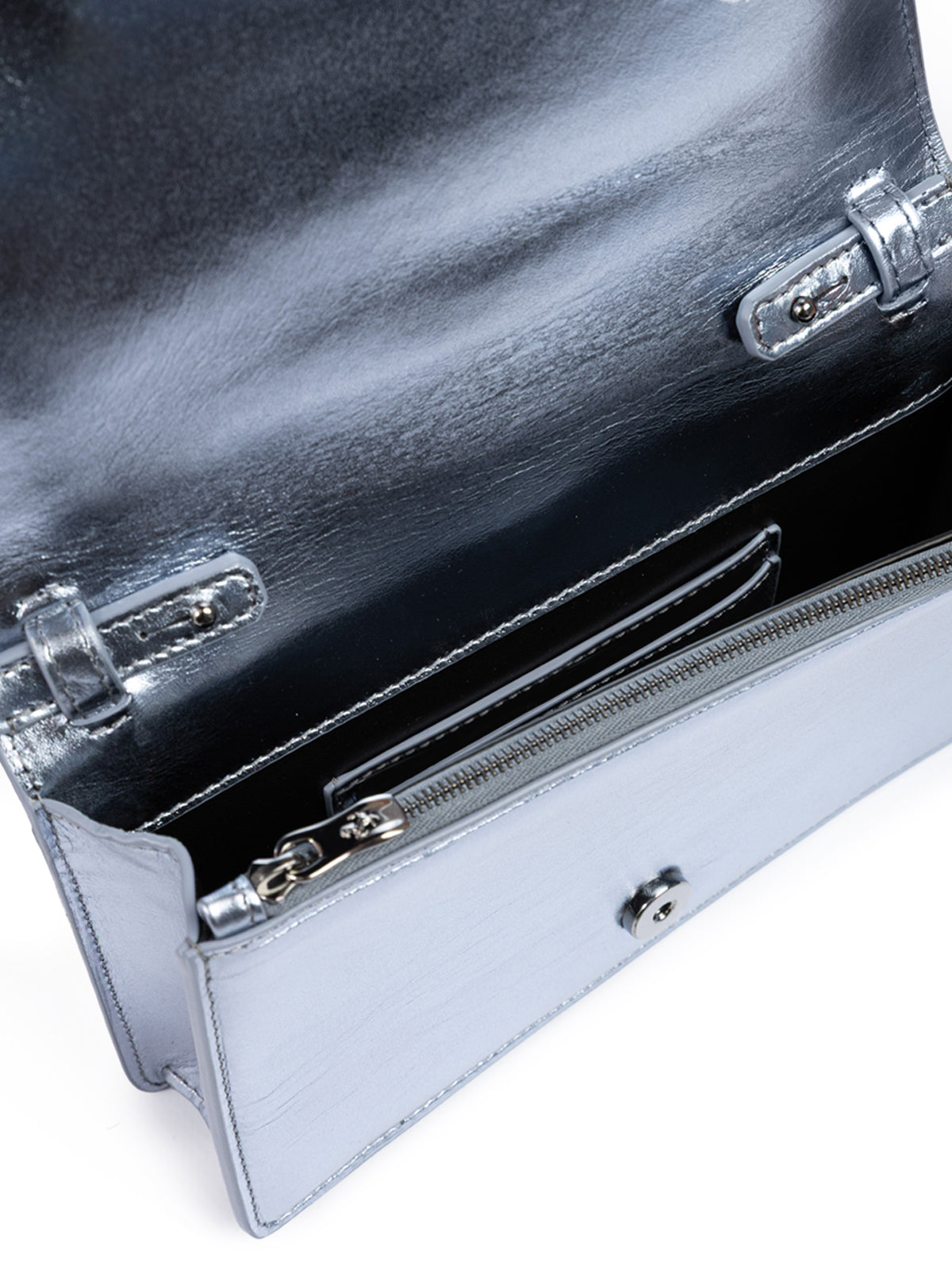 Ferrari Metal Light Blue GT Patent Leather Bag with Chain