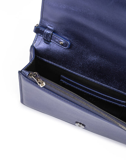 Ferrari Metal Light Blue GT Patent Leather Bag with Chain