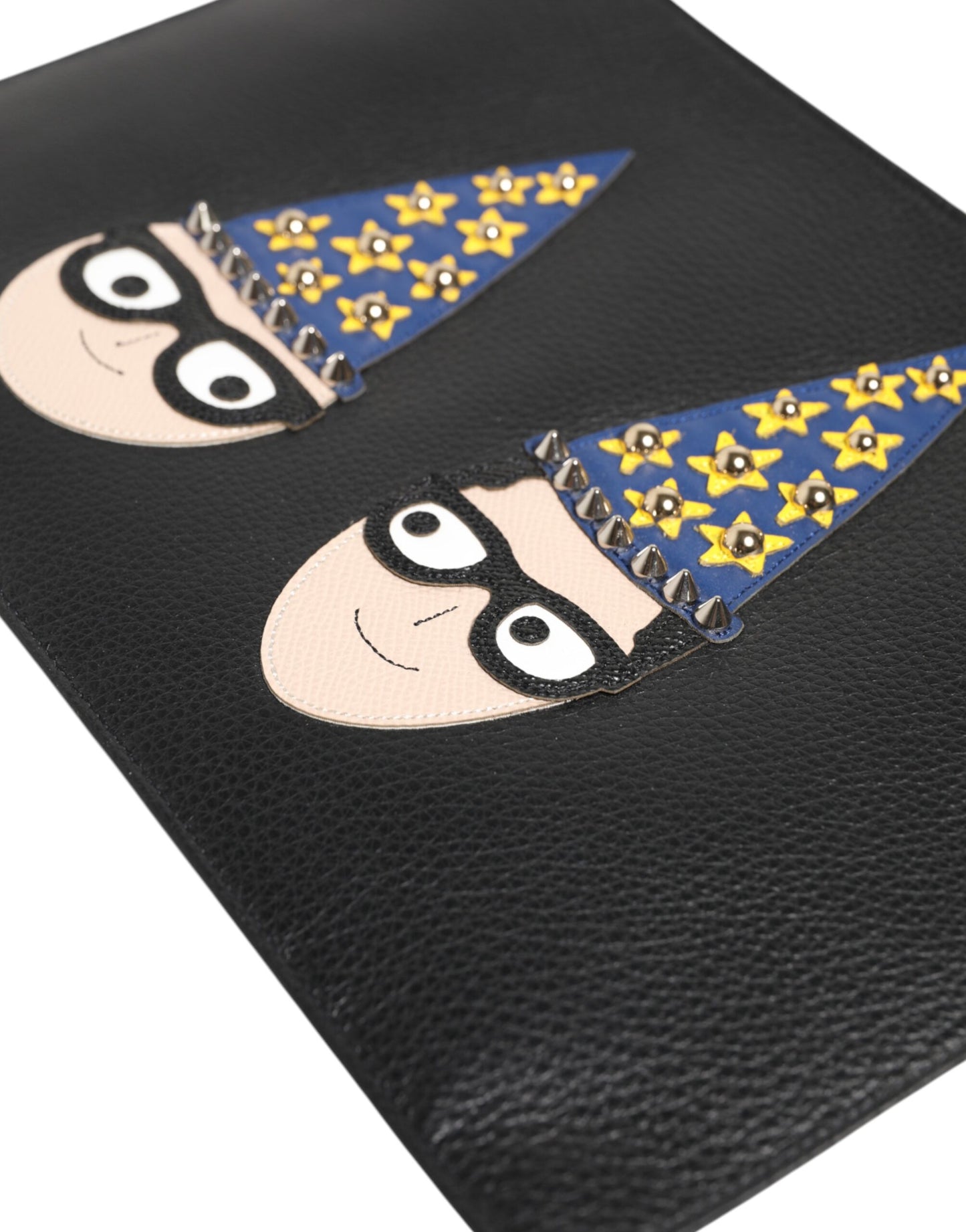 Dolce & Gabbana Black Leather #DGFAMILY Embellished Clutch Pouch Bag