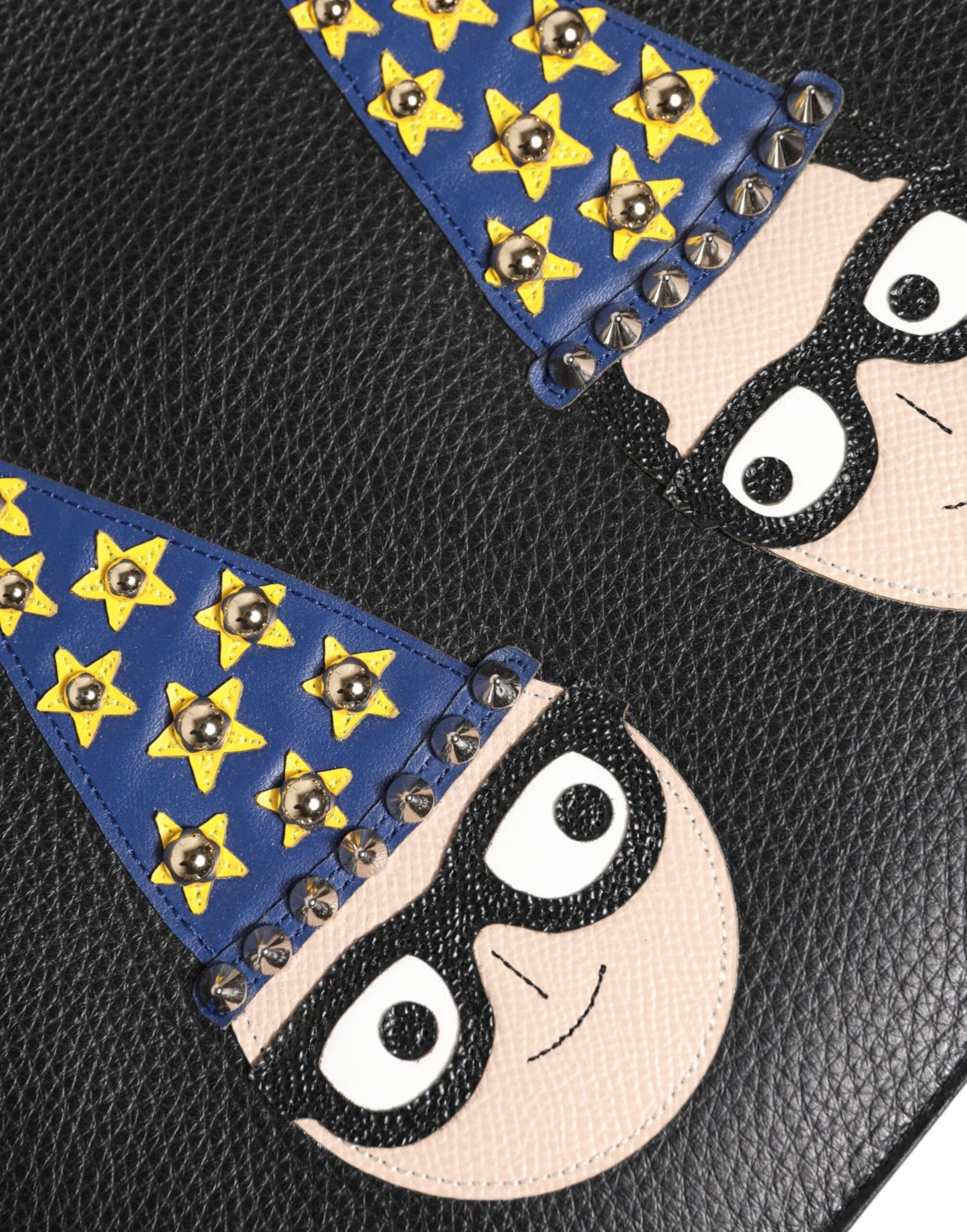 Dolce & Gabbana Black Leather #DGFAMILY Embellished Clutch Pouch Bag