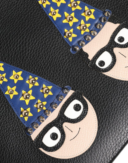 Dolce & Gabbana Black Leather #DGFAMILY Embellished Clutch Pouch Bag