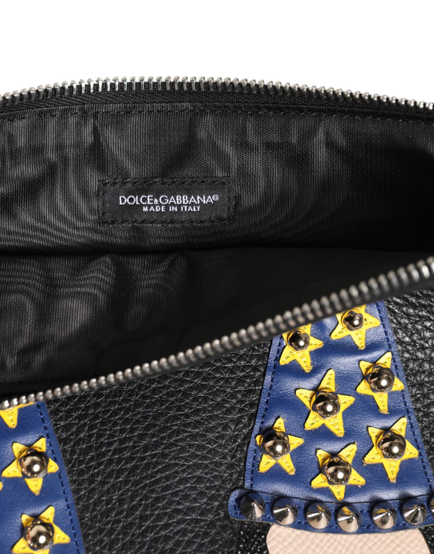 Dolce & Gabbana Black Leather #DGFAMILY Embellished Clutch Pouch Bag