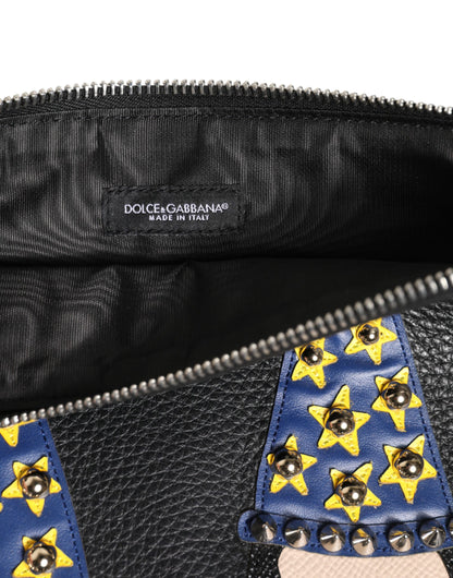 Dolce & Gabbana Black Leather #DGFAMILY Embellished Clutch Pouch Bag