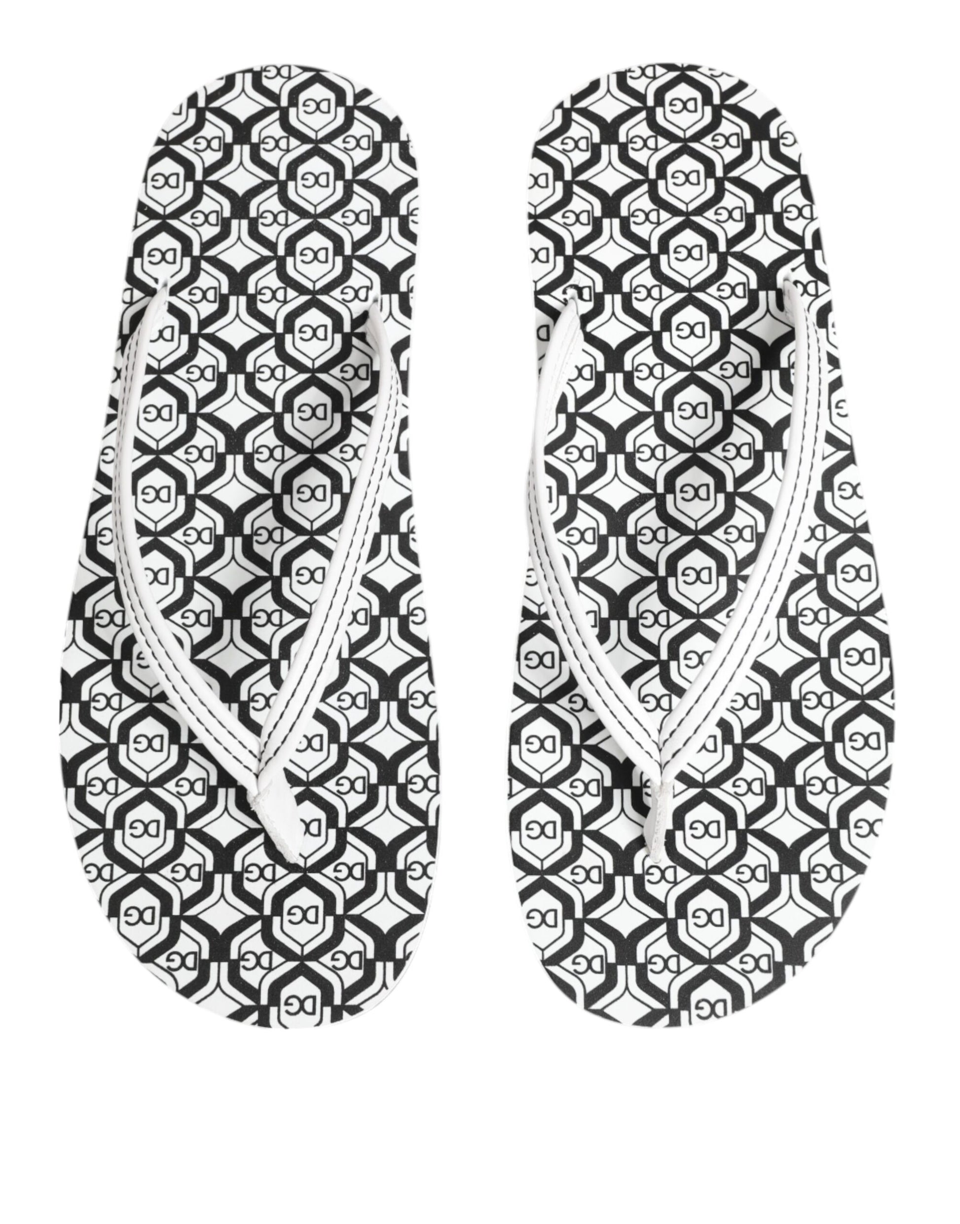 Dolce & Gabbana Black & White DG Logo Flip Flops for Women