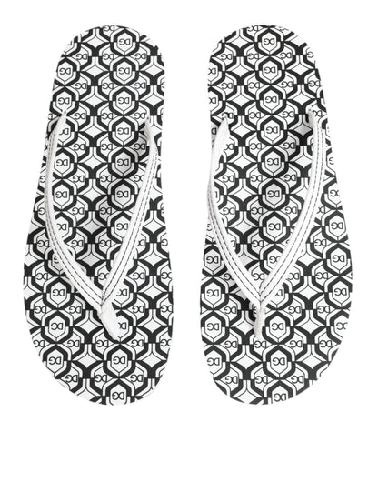 Dolce & Gabbana Black & White DG Logo Flip Flops for Women