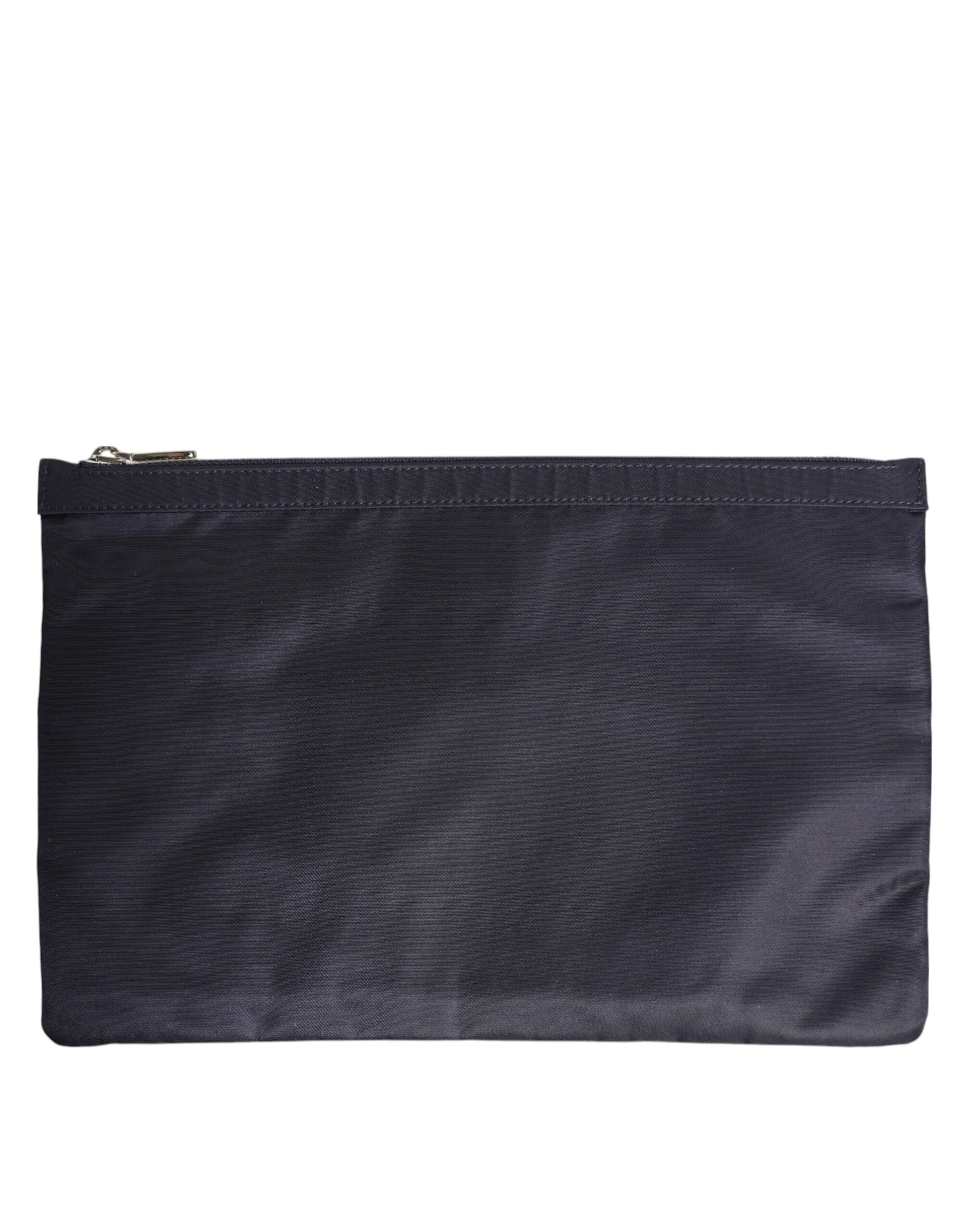 Dolce & Gabbana Blue DG Logo Patch Embellished Pouch Clutch for Men