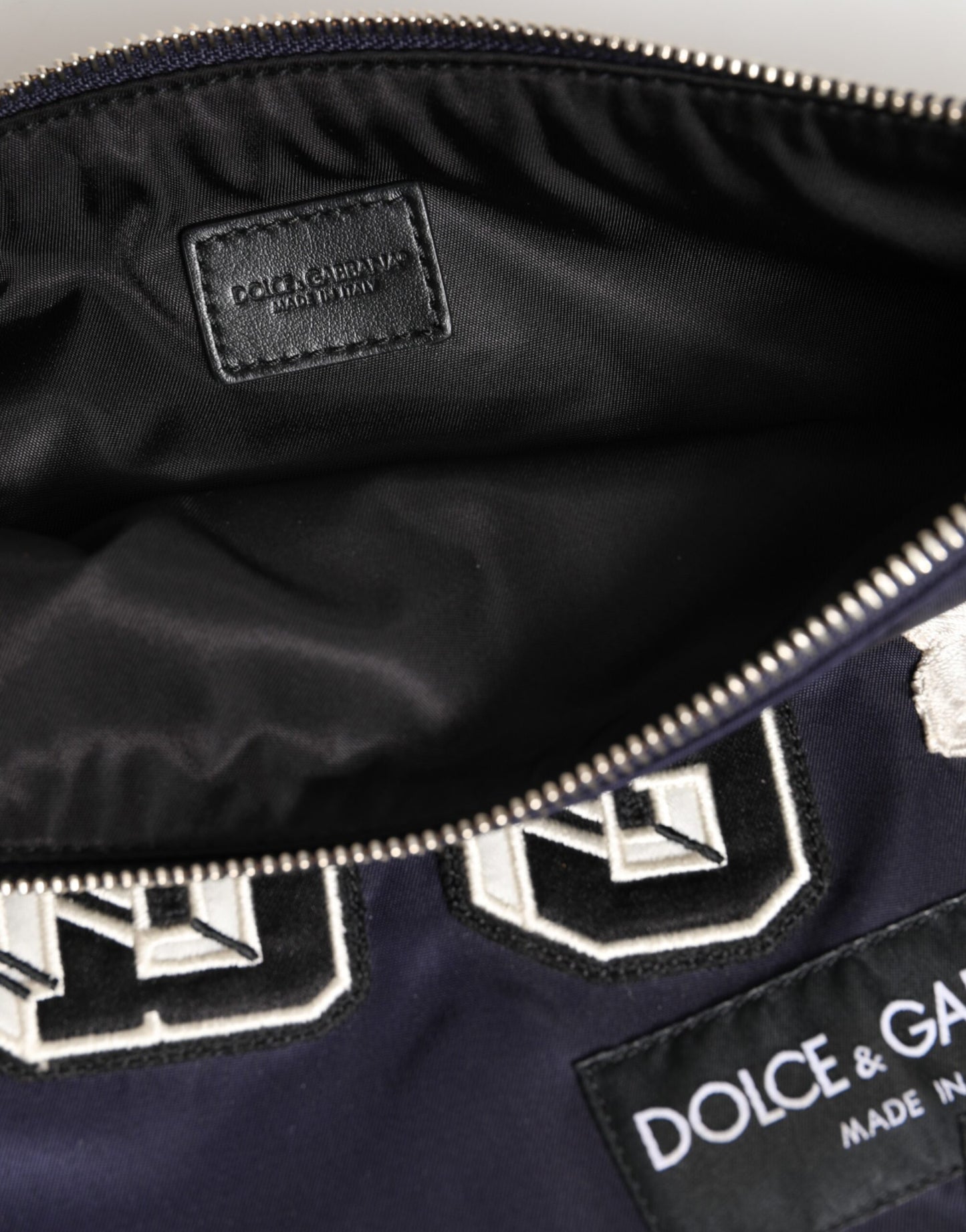 Dolce & Gabbana Blue DG Logo Patch Embellished Pouch Clutch for Men