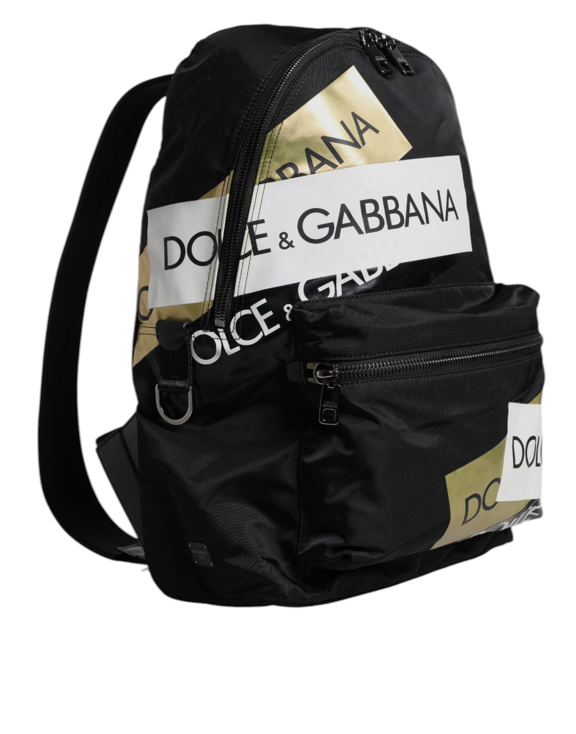 Dolce & Gabbana Black Logo Tape Polyamide School Travel Backpack for Men