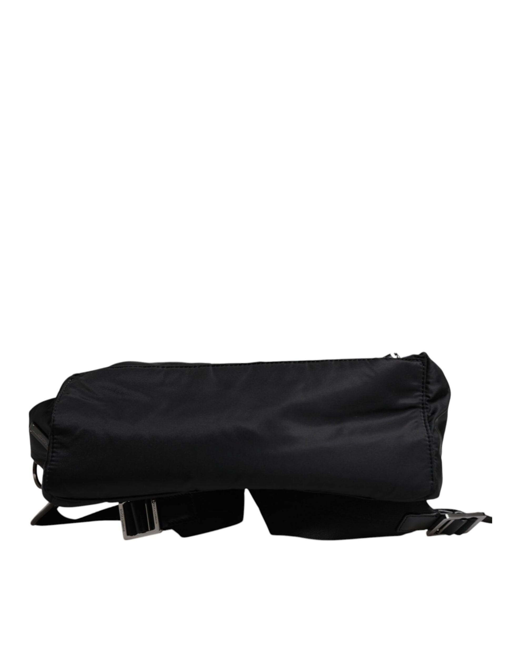 Dolce & Gabbana Black Logo Tape Polyamide School Travel Backpack for Men