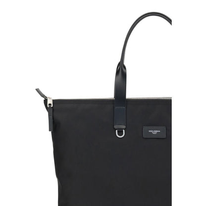 Dolce & Gabbana Black Adamo Line Crocodile Print Tote Bag