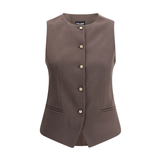 Giorgio Armani Single-breasted Hemp and Viscose Vest