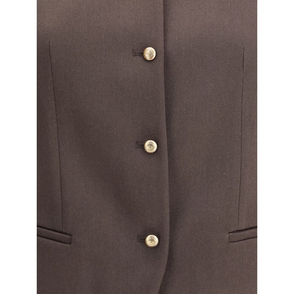 Giorgio Armani Single-breasted Hemp and Viscose Vest