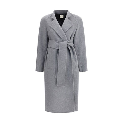 Khaite Grey Belted Wrap Deena Coat