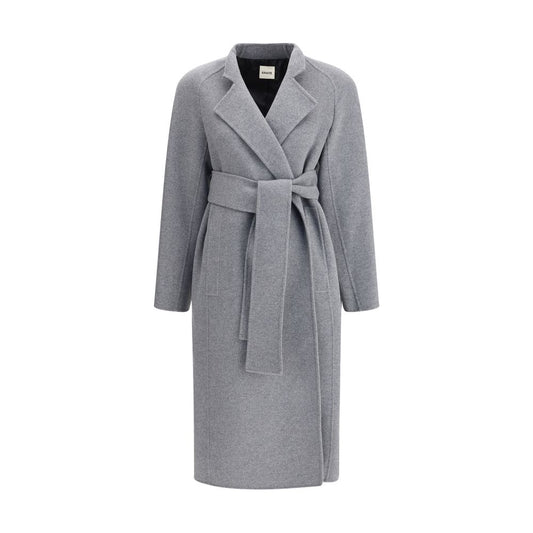 Khaite Grey Belted Wrap Deena Coat