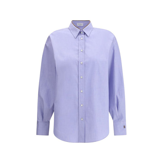 Brunello Cucinelli Cotton Shirt with Jewel Collar