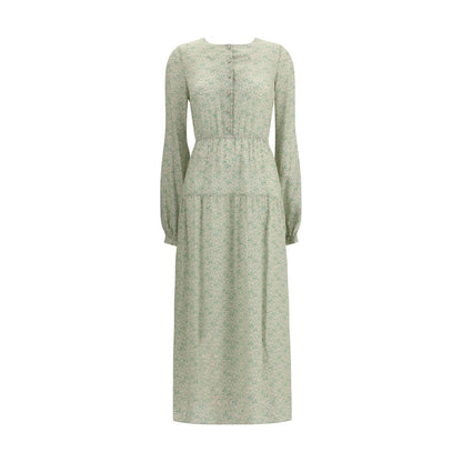 Kristina Ti Silk Maxi Dress with Foliage Print