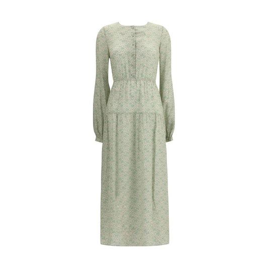 Kristina Ti Silk Maxi Dress with Foliage Print