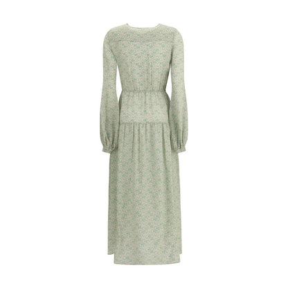 Kristina Ti Silk Maxi Dress with Foliage Print