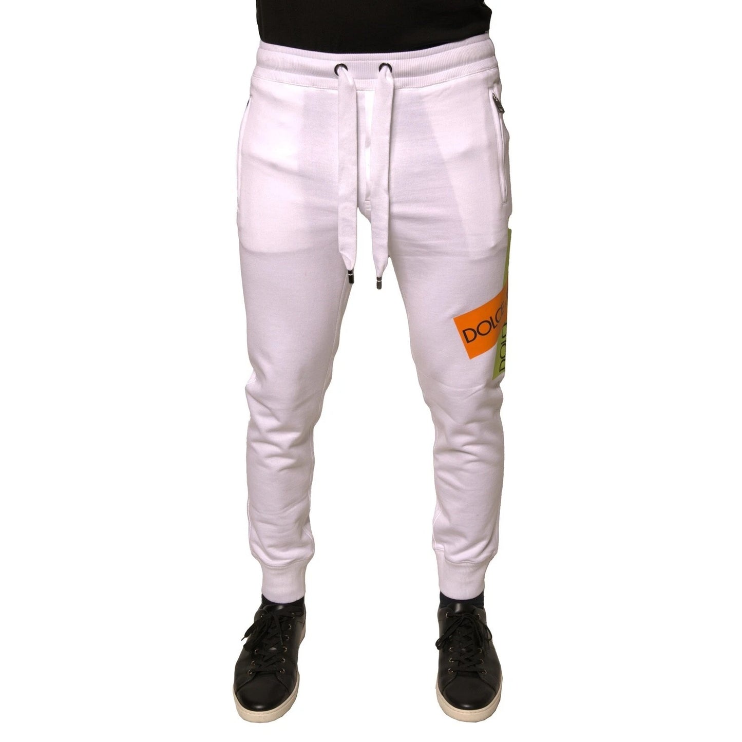 Dolce & Gabbana White Logo Tape Jogger Cotton Sweatpants