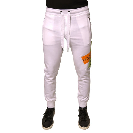 Dolce & Gabbana White Logo Tape Jogger Cotton Sweatpants