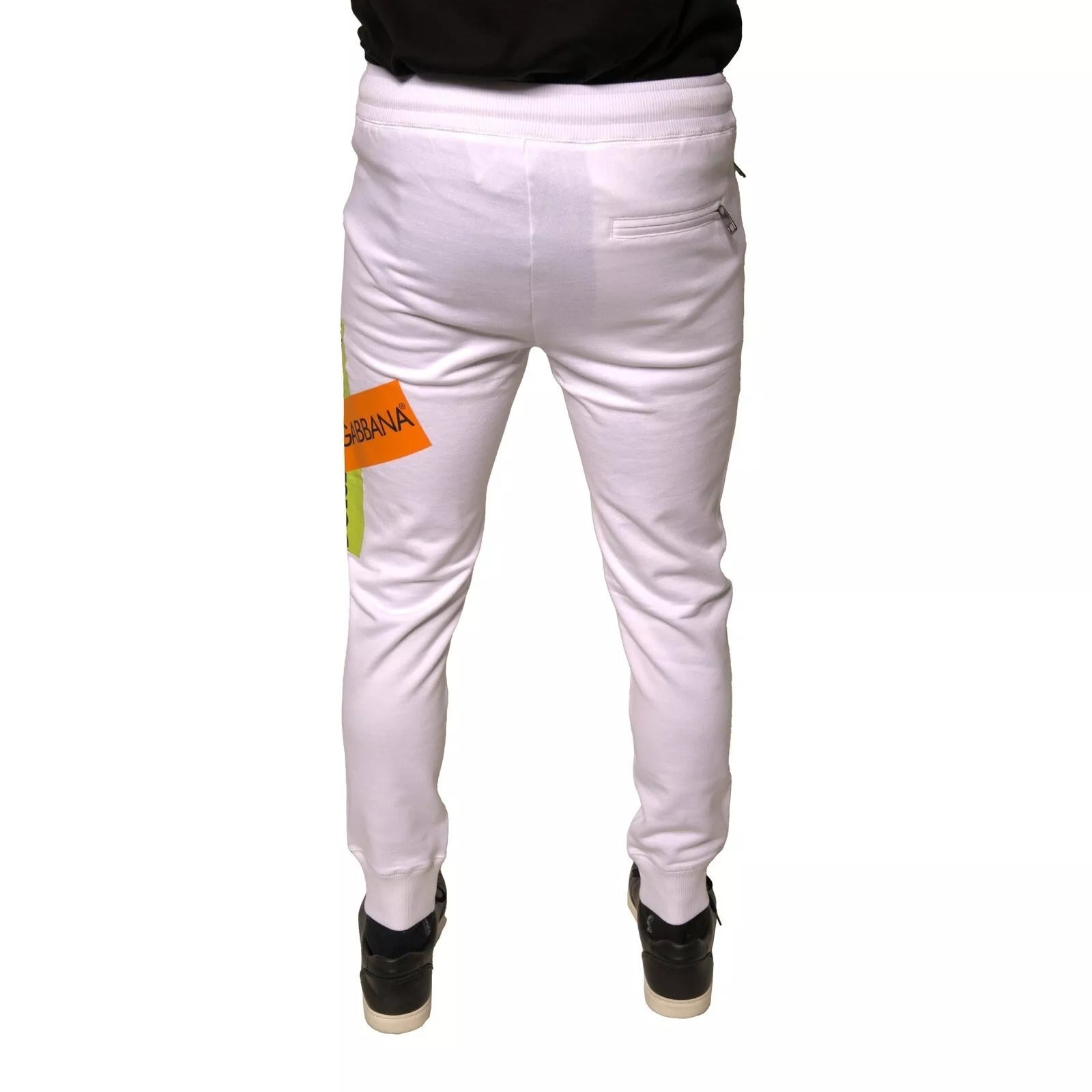 Dolce & Gabbana White Logo Tape Jogger Cotton Sweatpants