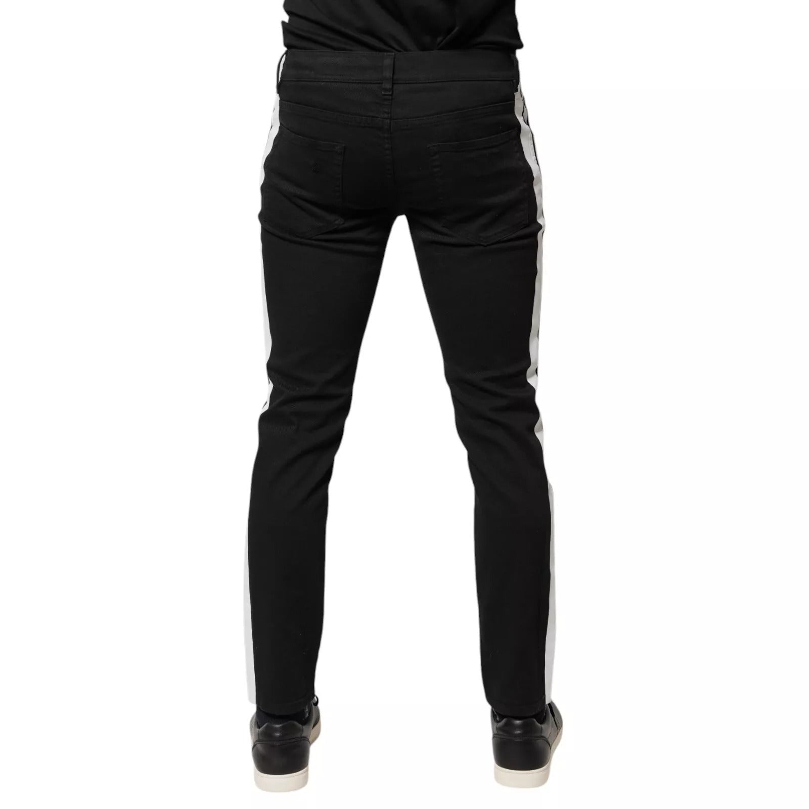 Dolce & Gabbana Black Tattered Skinny Denim Jeans with White Lining
