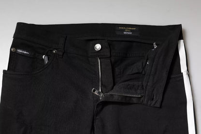 Dolce & Gabbana Black Tattered Skinny Denim Jeans with White Lining