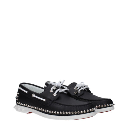 Christian Louboutin Black Leather Loafer with Studs