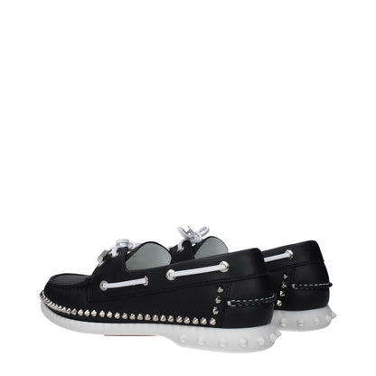 Christian Louboutin Black Leather Loafer with Studs