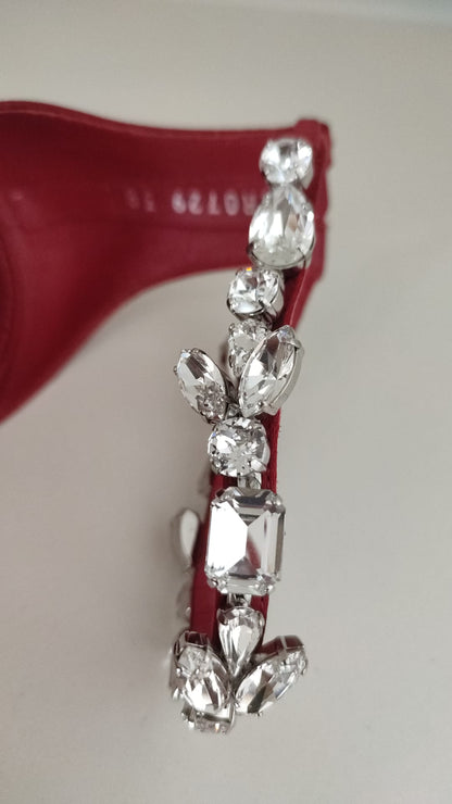 Dolce & Gabbana Red Satin Crystals Keira Sandals