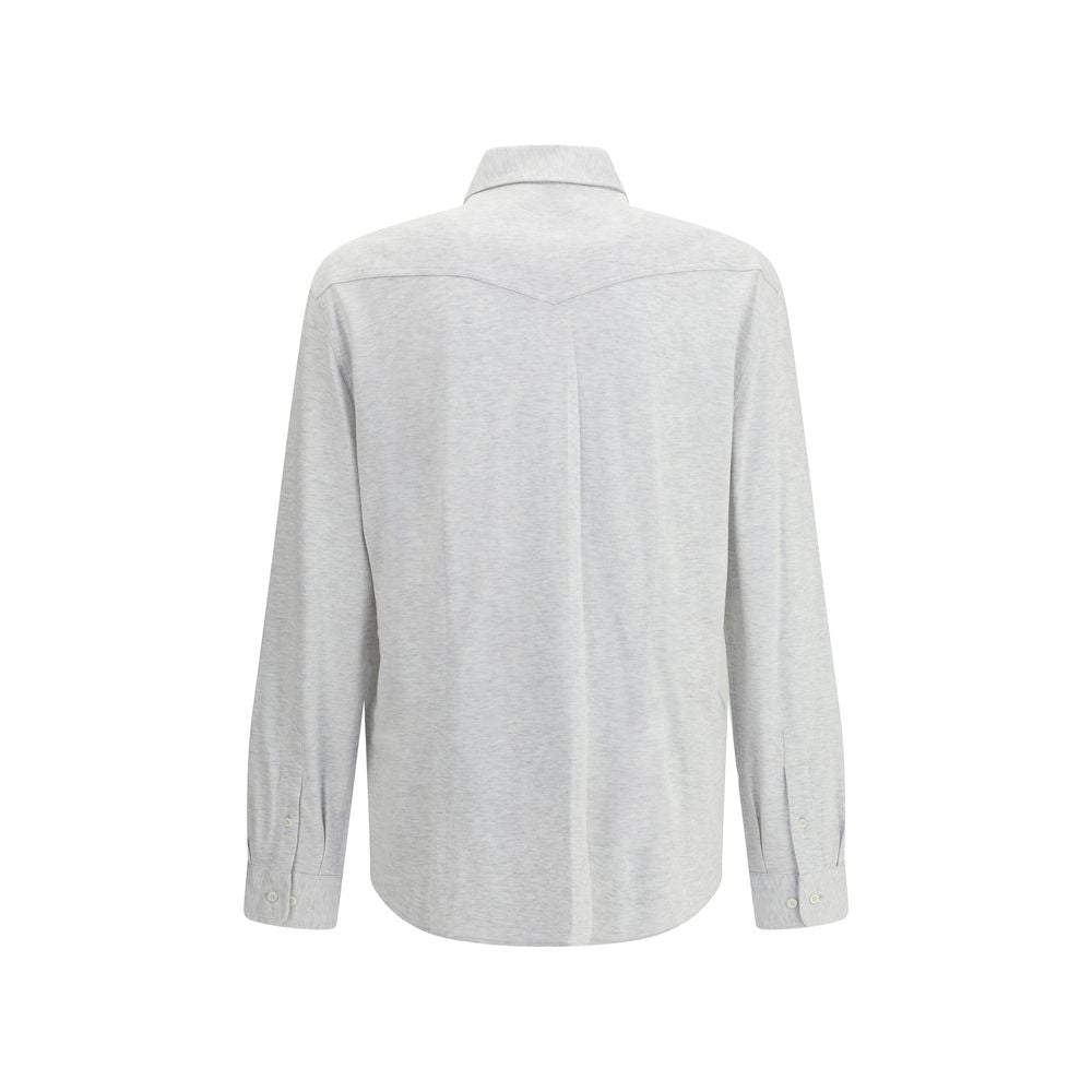 Brunello Cucinelli Knit Shirt in Grey Melange