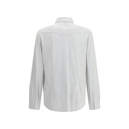 Brunello Cucinelli Knit Shirt in Grey Melange