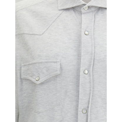Brunello Cucinelli Knit Shirt in Grey Melange