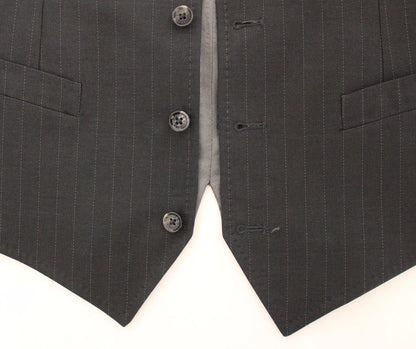 Dolce & Gabbana Gray Striped Formal Dress Gilet Vest