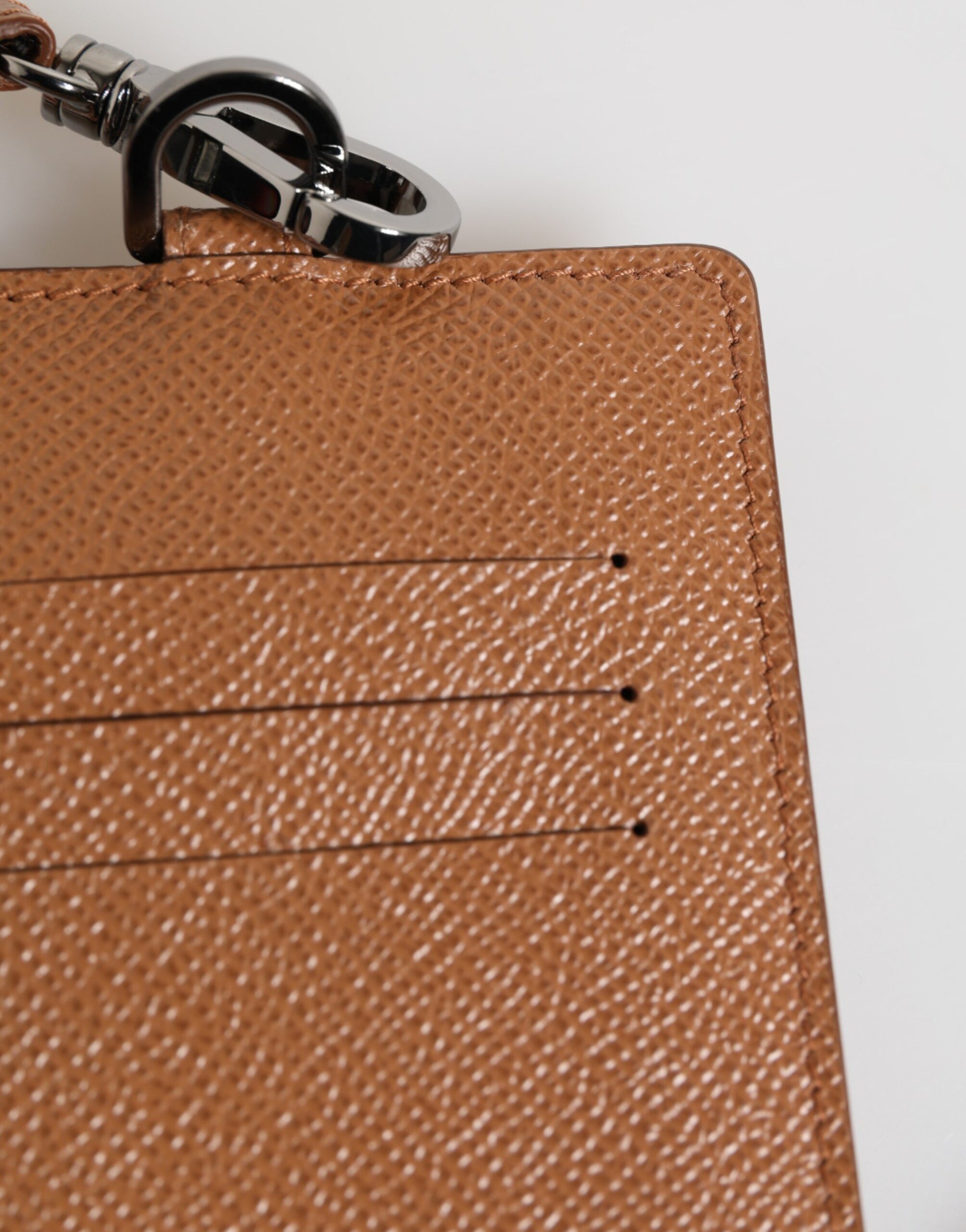 Dolce & Gabbana Dark Brown Leather Lanyard Logo Card Holder for Men