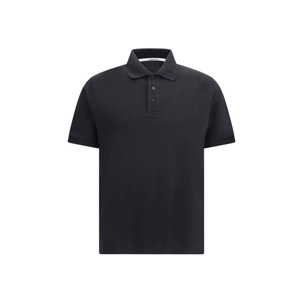 Saint Laurent Black Cotton Polo Shirt