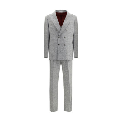 Brunello Cucinelli Wool and Cashmere Buttoned Grisaille Suit