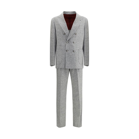 Brunello Cucinelli Wool and Cashmere Buttoned Grisaille Suit