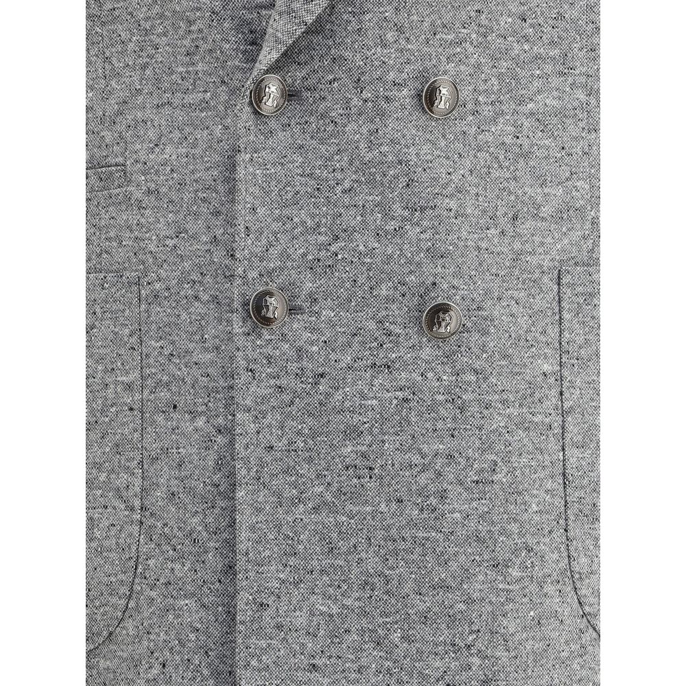 Brunello Cucinelli Wool and Cashmere Buttoned Grisaille Suit