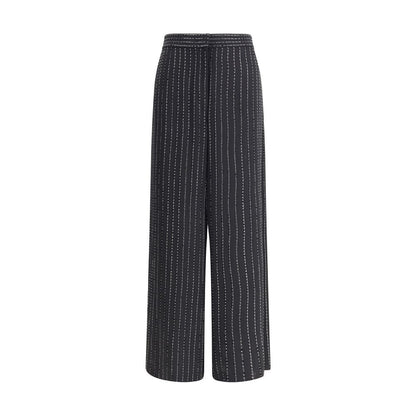 Giorgio Armani Wide-leg Silk Pants with Strass