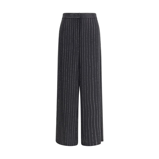 Giorgio Armani Wide-leg Silk Pants with Strass