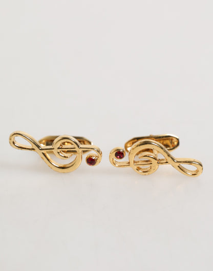 Dolce & Gabbana Gold Musical Note Metal Brass Pin Cufflinks